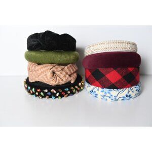 Bundle of 8 Adult Headbands Mixed Styles & Patterns Floral Gems Plaid Velvet